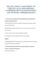 Selling Today&colon; Partnering To&NewLine;Create Value &lpar;18Th Edition&rpar;&NewLine;Comprehensive Exam Questions&NewLine;And Answers&period; Verified 2026&sol;2027