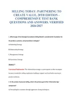 Selling Today&colon; Partnering To&NewLine;Create Value&comma; 20Th Edition -&NewLine;Comprehensive Test Bank&NewLine;Questions And Answers&period; Verified&NewLine;2026&sol;2027