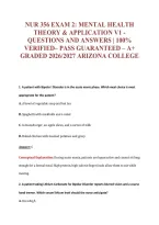 Nur 356 Exam 2&colon; Mental Health&NewLine;Theory & Application V1 -&NewLine;Questions And Answers &vert; 100&percnt;&NewLine;Verified&ndash; Pass Guaranteed &ndash; A&plus;&NewLine;Graded 2026&sol;2027 Arizona College