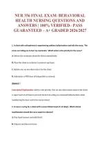 Nur 356 Final Exam&colon; Behavioral&NewLine;Health Nursing Questions And&NewLine;Answers &vert; 100&percnt; Verified&ndash; Pass&NewLine;Guaranteed &ndash; A&plus; Graded 2026&sol;2027