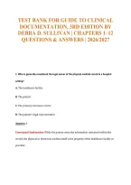 Test Bank For Guide To Clinical&NewLine;Documentation&comma; 3Rd Edition By&NewLine;Debra D&period; Sullivan &vert; Chapters 1&ndash;12&NewLine;Questions & Answers &vert; 2026&sol;2027
