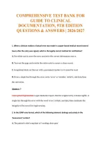 Comprehensive Test Bank For&NewLine;Guide To Clinical&NewLine;Documentation&comma; 9Th Edition&NewLine;Questions & Answers &vert; 2026&sol;2027
