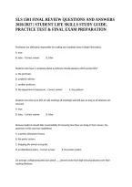 Sls 1501 Final Review Questions And Answers 2026&sol;2027 &vert; Student Life Skills Study Guide&comma; Practice Test & Final Exam Preparation