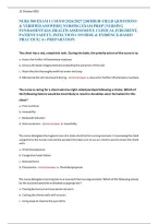 Nurs 300 Exam 1 Csusm 2026&sol;2027 &vert; 200 High-Yield Questions &NewLine;& Verified Answers &vert; Nursing Exam Prep &vert; Nursing &NewLine;Fundamentals&comma; Health Assessment&comma; Clinical Judgment&comma; &NewLine;Patient Safety&comma; Infection Control & Evidence-Based Practice &vert; A&plus; Preparation &NewLine;