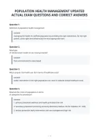 Population Health Management Updated&NewLine;Actual Exam Questions And Correct Answers