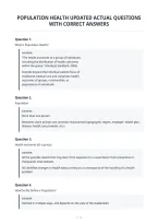 Population Health Updated Actual Questions&NewLine;With Correct Answers