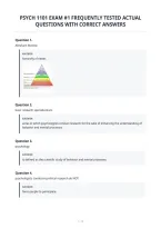 Psych 1101 Exam &num;1 Frequently Tested Actual&NewLine;Questions With Correct Answers&NewLine;