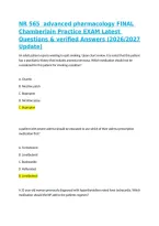 NR 565  advanced pharmacology FINAL Chamberlain Practice EXAM Latest Questions & verified Answers &lpar;2026&sol;2027 Update&rpar;
