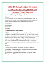 NURS 231 Pathophysiology All Module &NewLine;Exams &lpar;GRADED A&plus;&rpar; Questions and &NewLine;Answers- Portage Learning