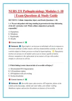 NURS 231 Pathophysiology Modules 1&ndash;10 &NewLine;&vert; Exam Questions & Study Guide