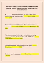 Mssc Quality Practices & Measurement Exam Actual Exam&NewLine;&lpar;2026-2027 Version&rpar; &vert; All Questions And Correct Answers &vert;&NewLine;Brand New Version