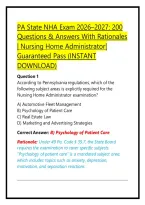 PA State NHA Exam 2026&ndash;2027&colon; 200 Questions & Answers With Rationales &vert; Nursing Home Administrator&vert; Guaranteed Pass &lpar;INSTANT DOWNLOAD&rpar;