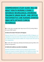 Comprehensive Study Guide&colon; NSG 430 Adult Health Nursing II Exam 2 &ndash; Advanced Neurological Disorders&comma; Traumatic Brain Injury&comma; and Critical Postoperative Care Nursing &lpar;Verified Q&As with Detailed Clinical Rationales&rpar;