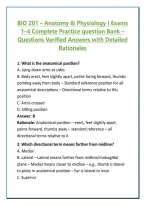 BIO 201 &ndash; Anatomy & Physiology I Exams 1&ndash;4 Complete Practice Test Bank &ndash; Questions Verified Answers with Detailed Rationales