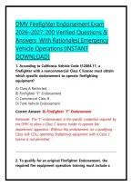 DMV Firefighter Endorsement Exam 2026&ndash;2027&colon; 200 Verified Questions & Answers  With Rationales&vert; Emergency Vehicle Operations &lpar;INSTANT DOWNLOAD&rpar;