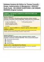 Database Systems 6th Edition Solution Manual by Thomas Connolly &vert; Design&comma; Implementation & Management &vert; 2026&sol;2027