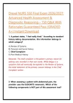Drexel NURS 550 Final Exam 2026&sol;2027&colon; Advanced Health Assessment & Diagnostic Reasoning &ndash; 150 Q&A With Rationales Guaranteed Pass &lpar;GRADED A&plus;&rpar; Instant Download