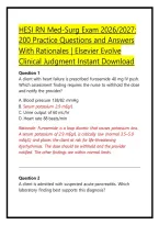 HESI RN Med-Surg Exam 2026&sol;2027&colon; 200 Practice Questions and Answers With Rationales &vert; Elsevier Evolve Clinical Judgment Instant Download