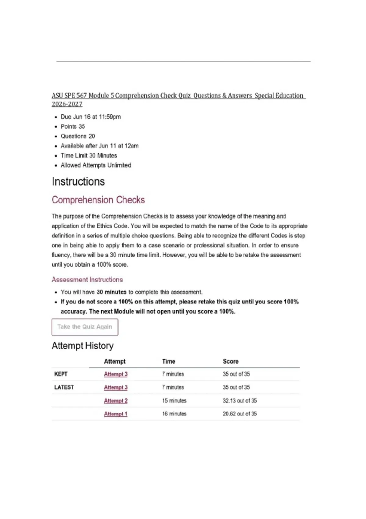 ASU SPE 567 Module 5 Comprehension Check Quiz Questions & Answers ...