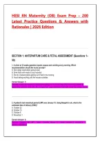 HESI RN Maternity &lpar;OB&rpar; Exam Prep 2026&sol;2027 &ndash; 200 Practice Questions & Answers with Detailed Rationales &vert; Latest HESI Study Guide&NewLine;&NewLine;