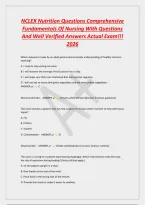 NCLEX Nutrition Questions Comprehensive &NewLine;Fundamentals Of Nursing With Questions &NewLine;And Well Verified Answers Actual Exam&excl;&excl;&excl; &NewLine;2026