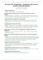 Nursing 120 - Respiratory - Questions with Correct Answers &lpar;Verified Update&rpar;