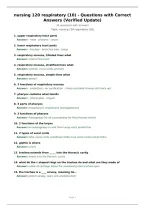 nursing 120 respiratory &lpar;10&rpar; - Questions with Correct Answers &lpar;Verified Update&rpar;