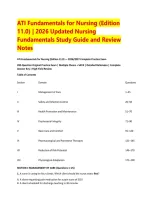 ATI Fundamentals for Nursing &lpar;Edition &NewLine;11&period;0&rpar; &vert; 2026 Updated Nursing &NewLine;Fundamentals Study Guide and Review &NewLine;Notes