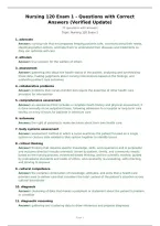 Nursing 120 Exam 1 &lpar;Set 2&rpar; - Questions with Correct Answers &lpar;Verified Update&rpar;