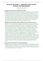 Nursing 120 Exam 1 &lpar;Set 3&rpar; - Questions with Correct Answers &lpar;Verified Update&rpar;