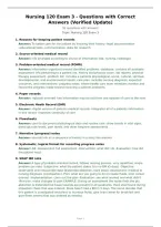 Nursing 120 Exam 3 - Questions with Correct Answers &lpar;Verified Update&rpar;