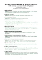 NURS100 Queen's Nutrition for Nursing - Questions with Correct Answers &lpar;Verified Update&rpar;