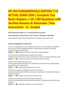 ATI RN FUNDAMENTALS EDITION 11&period;0 &NewLine;ACTUAL EXAM 2026 &vert; Complete Test &NewLine;Bank Chapters 1&ndash;58 &vert; 500 Questions with &NewLine;Verified Answers & Rationales &vert; Pass &NewLine;Guaranteed - A&plus; Graded 