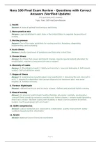 Nurs 100 Final Exam Review - Questions with Correct Answers &lpar;Verified Update&rpar;