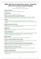 NURS-100 Exam &num;1 Big picture Lecture - Questions with Correct Answers &lpar;Verified Update&rpar;