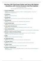 Nursing 100 Final Exam Potter and Perry 8th Edition - Questions with Correct Answers &lpar;Verified Update&rpar;