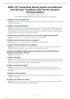 NURS 307 Integrating Mental Health and Addiction into Nursing - Questions with Correct Answers &lpar;Verified Update&rpar;