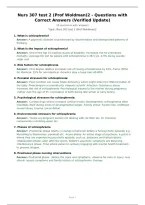 Nurs 307 test 2 &lpar;Prof Woldman&rpar;2 - Questions with Correct Answers &lpar;Verified Update&rpar;