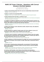 NURS 307 Exam 3 Review - Questions with Correct Answers &lpar;Verified Update&rpar;
