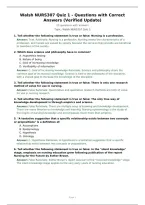 Walsh NURS307 Quiz 1 - Questions with Correct Answers &lpar;Verified Update&rpar;