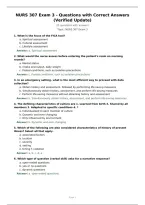 NURS 307 Exam 3 - Questions with Correct Answers &lpar;Verified Update&rpar;