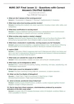 NURS 307 Final &lpar;exam 1&rpar; - Questions with Correct Answers &lpar;Verified Update&rpar;