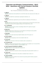 Telecomm and Wireless Communications - D413 WGU - Questions with Correct Answers &lpar;Verified Update&rpar;