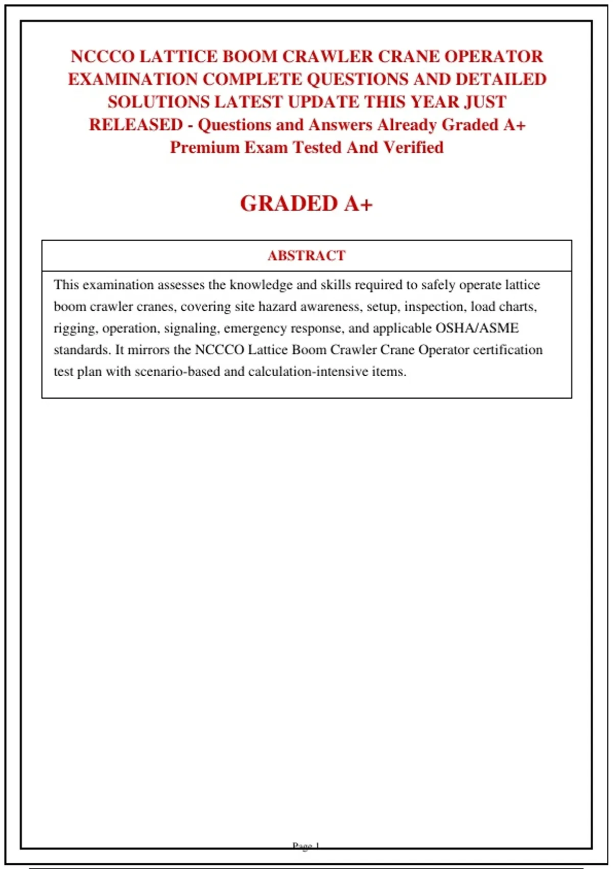 Lattice Review Example Nccco Lattice Boom Crawler Crane Operator Examination Complete ...