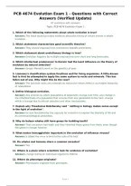 PCB 4674 Evolution Exam 1 - Questions with Correct Answers &lpar;Verified Update&rpar;