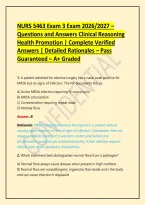 NURS 5463 Exam 3 Exam 2026&sol;2027 &ndash; Questions and Answers Clinical Reasoning Health Promotion &vert; Complete Verified Answers &vert; Detailed Rationales &ndash; Pass Guaranteed &ndash; A&plus; Graded