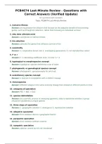 PCB4674 Last-Minute Review - Questions with Correct Answers &lpar;Verified Update&rpar;