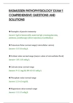 Rasmussen Pathophysiology Exam 1&NewLine;Comprehensive Questions And&NewLine;Solutions&NewLine;