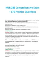 NUR 283 Comprehensive Exam &ndash; 170 Practice Questions NUR 283 Comprehensive Exam &ndash; 170 Practice Questions