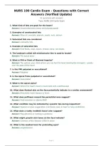 NURS 190 Cardio Exam - Questions with Correct Answers &lpar;Verified Update&rpar;